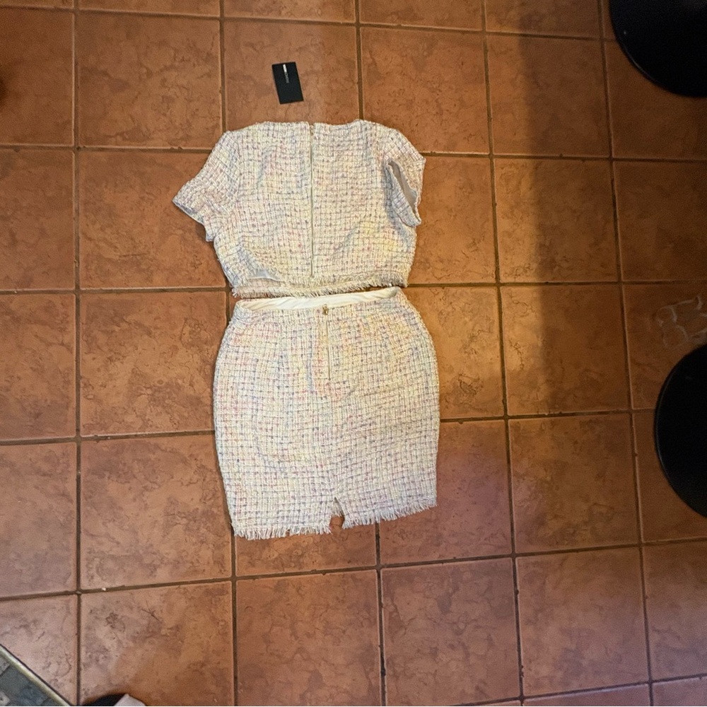 Fashion Nova Multicolor Tweed Skirt Set size large - Picture 3 of 3
